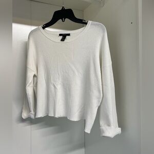 White Ribbed Knit Sweater